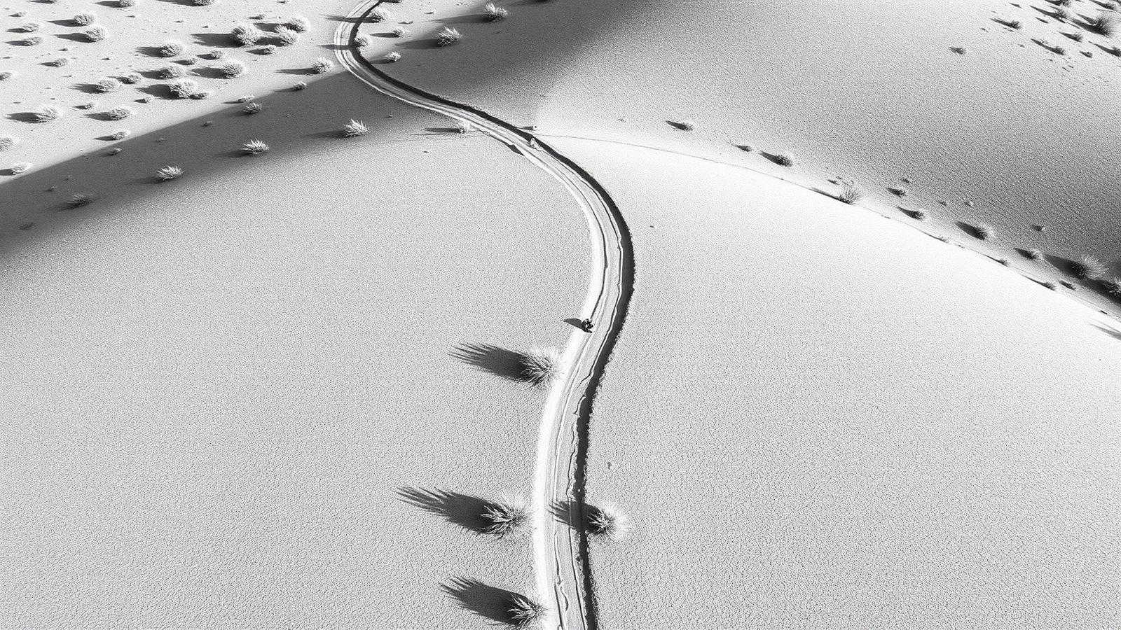 Aerial view of a winding path